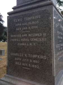Lewis Tompkins was buried here, but re-interred in Fishkill Rural Cemetery.